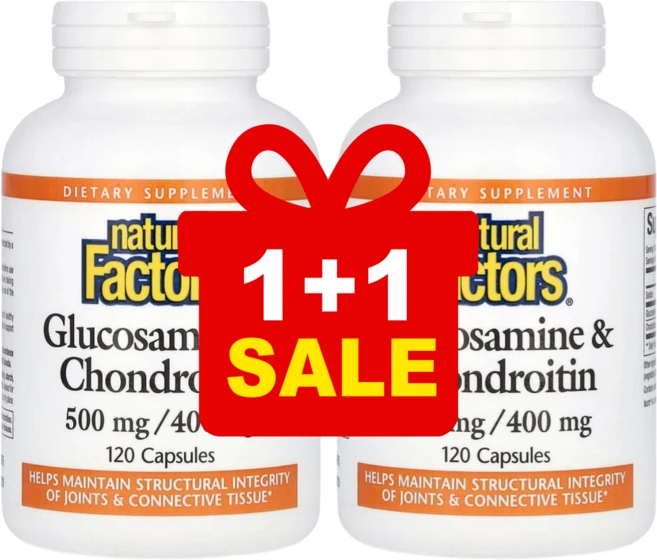 [1+1] 네추럴팩터스 글루코사민 1500mg 콘드로이친 1200mg 캡슐 120정 / 해외직구 미국정품, 2개 - 쿠팡