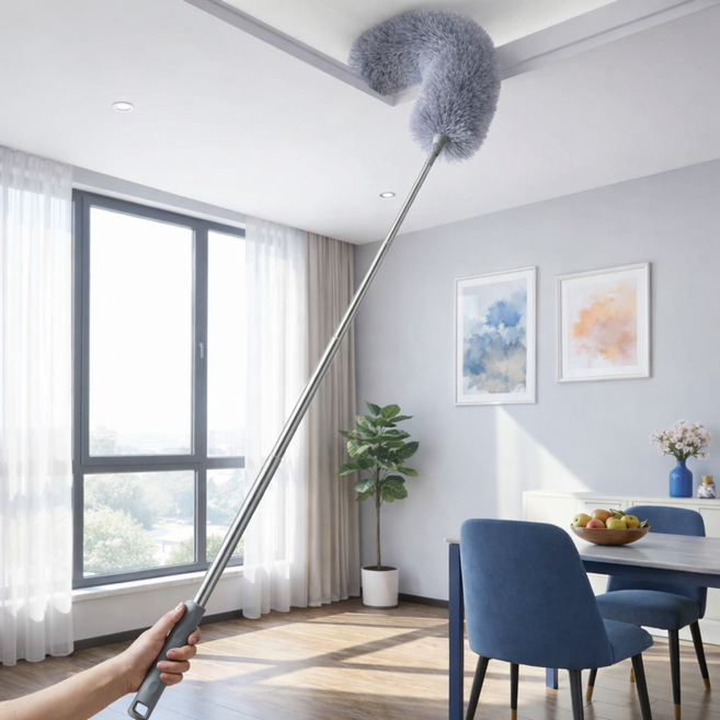 리코몽 천장까지 길이조절 미세 먼지털이개, 그레이, 1개