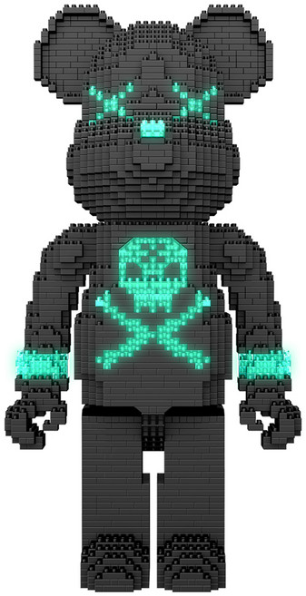 [알꿀밤-나노블럭-베어] YK블랙 야광 베어브릭 무드등, 1개