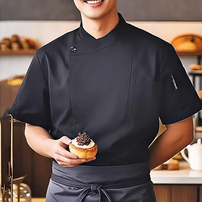 인어미남 남녀 공용 여름 셰프 작업복 반팔 의류 식당 주방 케익점 편안함 작업복