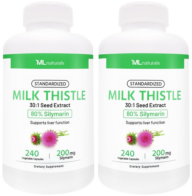 [미국빠른직구] 신제품 마이라이프 내추럴스 표준화된 밀크씨슬 7500mg (실리마린 200mg), 240정, 2개