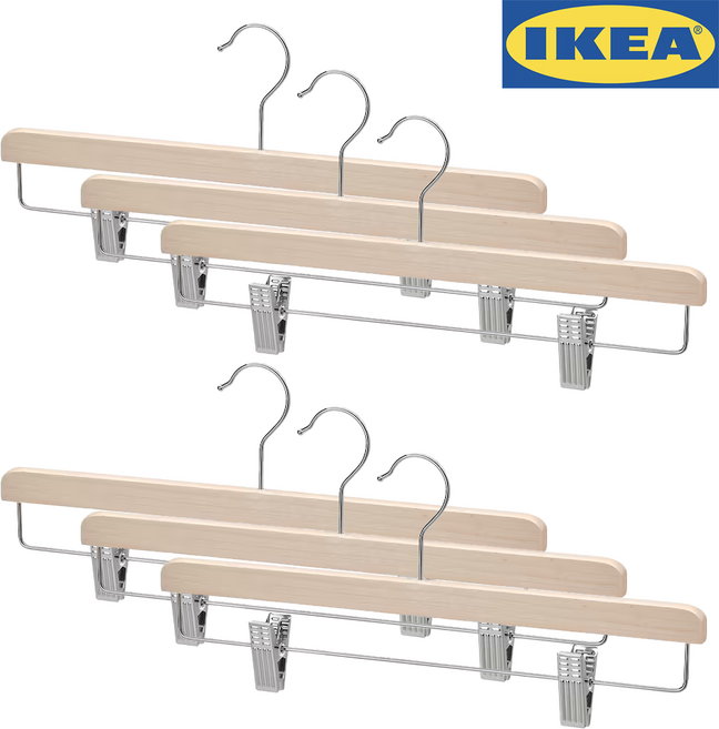 이케아 원목 일자 집게형 치마걸이, 6개, 네추럴