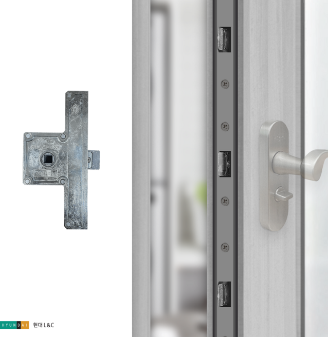 한화 현대 L&C 터닝도어 전용 멀티래치 130N 현관 중문 세탁실 다용도실 문고리 내부잠금장치, 1개