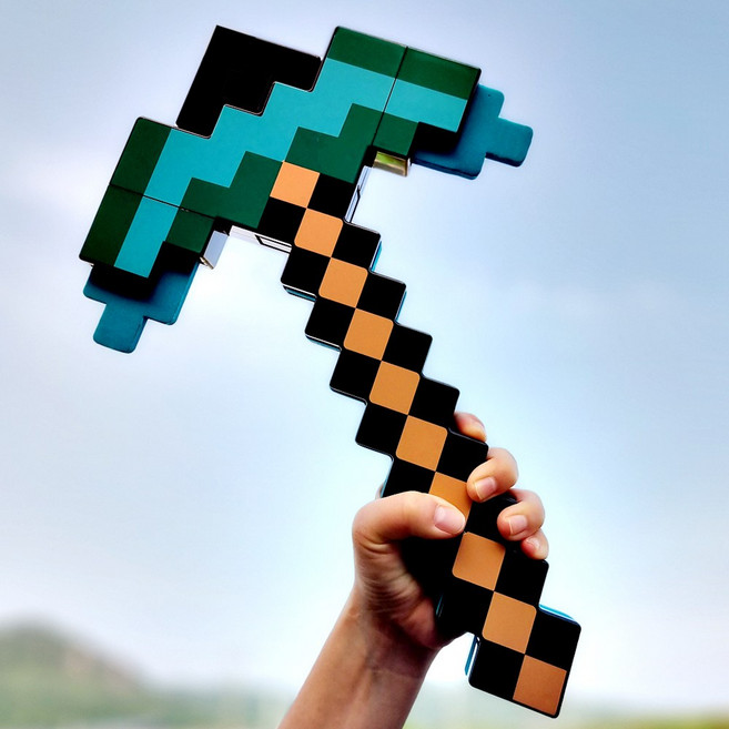 마인크래프트 장난감 다이아몬드 곡괭이 칼 LED 검 무기 피규어 굿즈 어린이날선물 C, 검&곡괭이, 1개