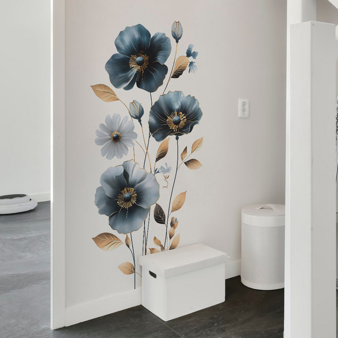 태쓰 인테리어 스티커 안방 거실 욕실 주방 벽면 포인트 스티커 2, 만개한 푸른꽃