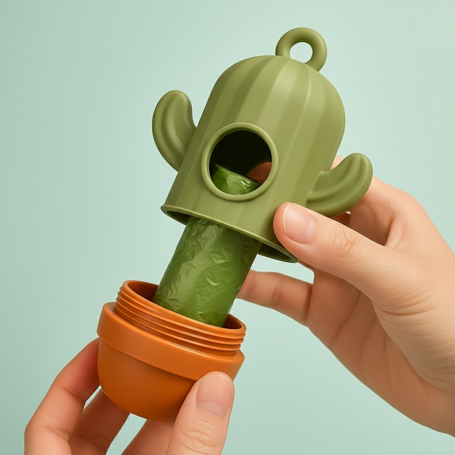 댕냥코 풉백파우치 강아지 배변봉투 선인장 케이스, 1개, 1개입, 단일