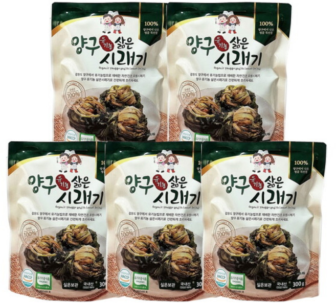 [양구시래기] 손질없이 간편조리 유기농 삶은 300g 5팩(1.5kg), 5개