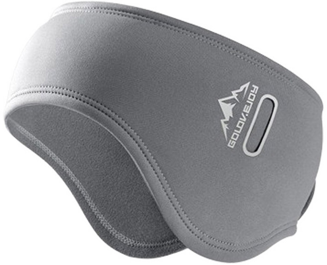 방한 겨울 러닝 스키 귀마개 헤어밴드, 그레이, 1개