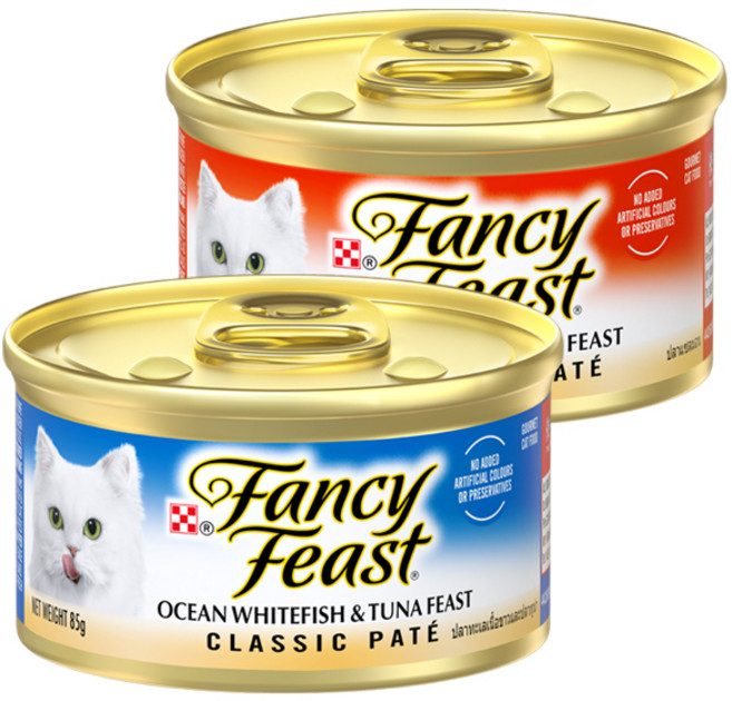 팬시피스트 2종콤보(참치흰살생선+연어) 85g x 24개 고양이캔 고양이간식 주식캔, 연어+흰살생선