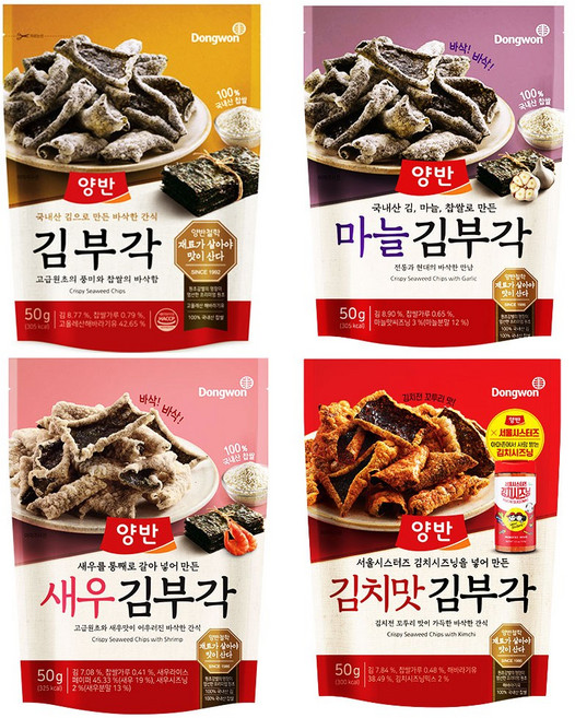 동원 양반 김부각 (오리지널+마늘+새우+김치맛), 2세트, 200g