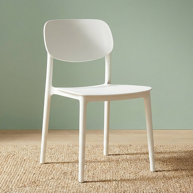 라인모드 인테리어 테이블 등받이 식탁의자, 화이트, 1개