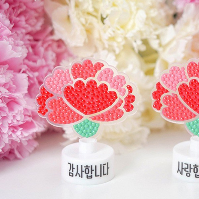 (민화) 카네이션 보석십자수 무드등 만들기 1인용, 1개