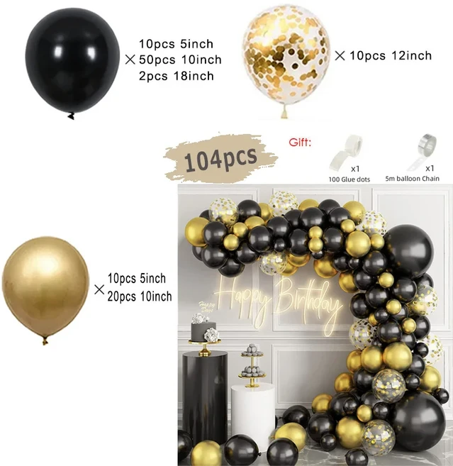 검은 색과 풍선 화환 아치 키트 결혼식 생일 가족 파티 장식 용품을위한 스타 버스트 포함, 01 Set, 07 B6