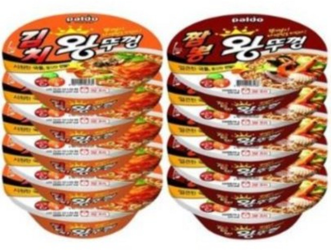 팔도 김치왕뚜껑X5개+짬뽕왕뚜껑X5개, 10개