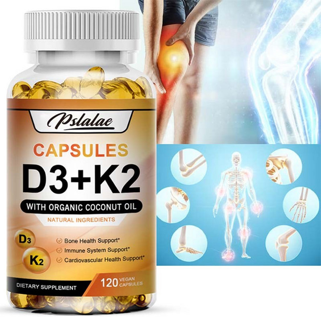 Pslalae D3+K2 膠囊 添加有機椰子油 輔助骨骼 免疫及心血管健康, 120組