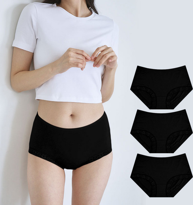 부드러운 모달 노라인 국산 레이스 팬티 3매입