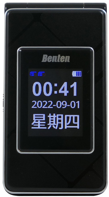 Benten 摺疊手機 大字大聲 通話清晰 親情號碼 立體喇叭, 黑色(簡配)1顆電池, 512mb