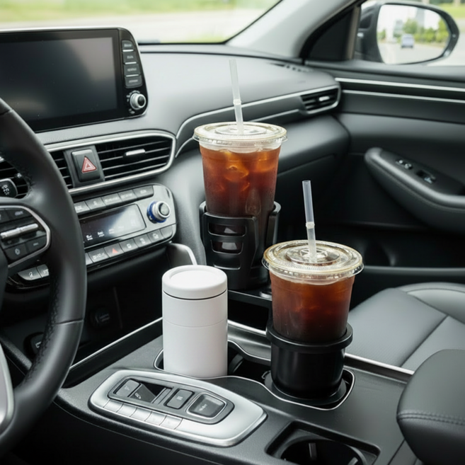 레츠굿 차량 확장 컵홀더 거치대, 블랙