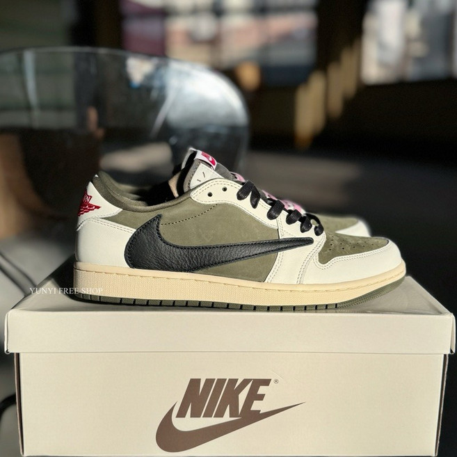 Travis Scott x Air Jordan 1 Low 聯名款 橄欖綠 黑勾 DM7866-200 男款運動鞋