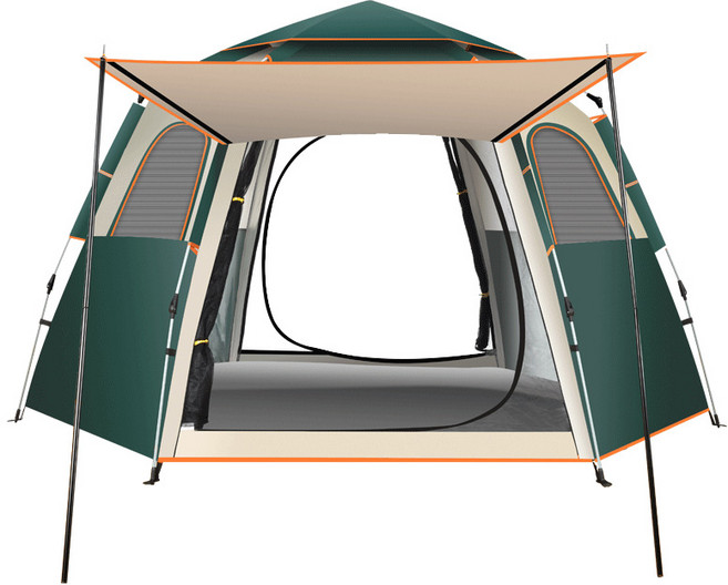 3-5인 원터치 텐트 육각 돔 텐트 방수 텐트, 검푸른, 3-5사람