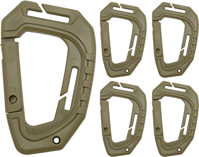 글랜베이 플라스틱 몰리 시스템 호환 전술 D링 카라비너, 5개, 탄