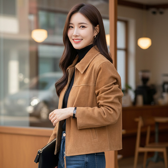 어반룩북 헤일리 스웨이드 카라 빈티지 자켓