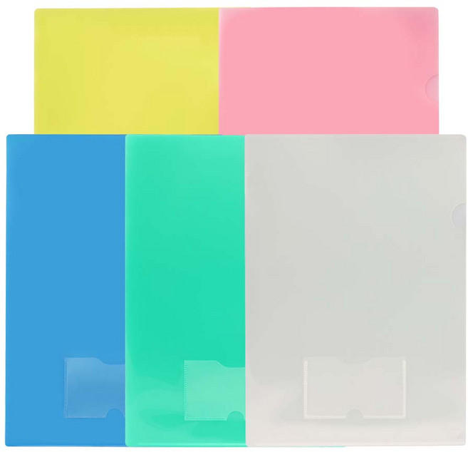 프로비즈 컬러 고투명 명함 L홀더 l자파일 A4 10매 명함포켓화일, 핑크, 1개