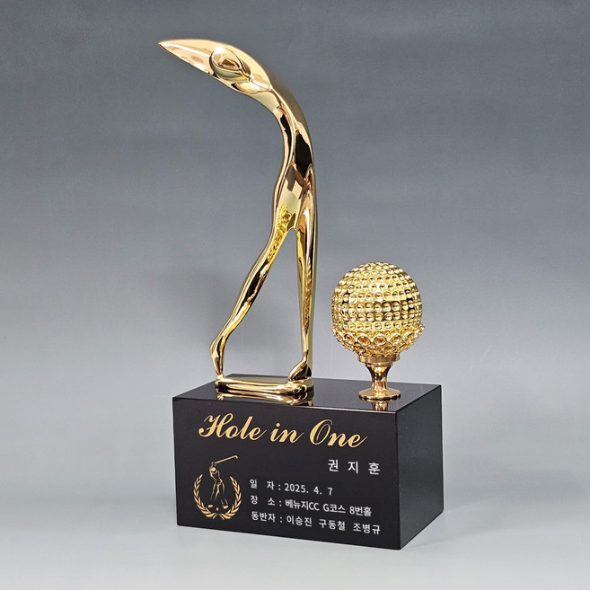 더좋은상패 크리스탈 홀인원패 싱글패 이글패 이븐파 언더파 대회 골프트로피 (TR2금), 금색도금공 추가