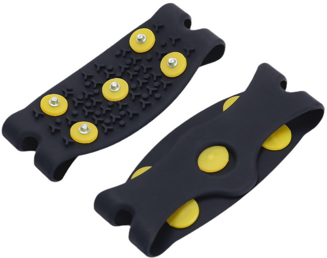 한 쌍 세트 야외 운동 등산용 미끄럼 방지 아이젠, 검정색