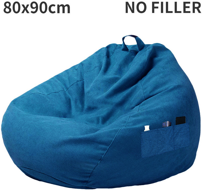 부드럽고 의자 장식 편안한 푹신하고 레이지 소파 찢어짐 방지 빈백 침대, blue 80x90cm