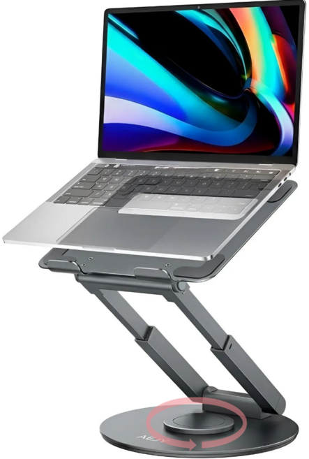 애져요 쿨링홀 360도 회전 노트북 거치대 원터치 높이 조절, 1개, 블랙