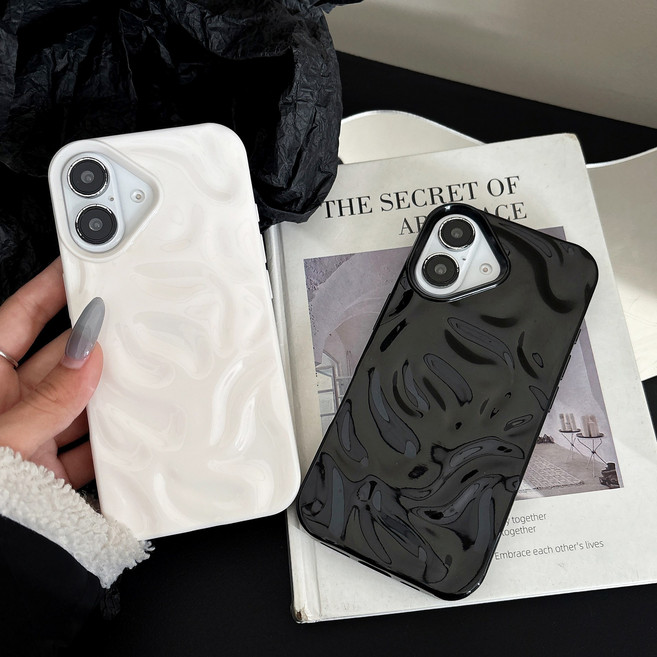 [엘카소] 워터 리플 웨이브 케이스 여름 블랙 화이트 심플 트렌디 웨이브 16 15 14 13 데일리 카와이 아이폰 10대 20대 가성비 선물 커플 우정템 캐이스