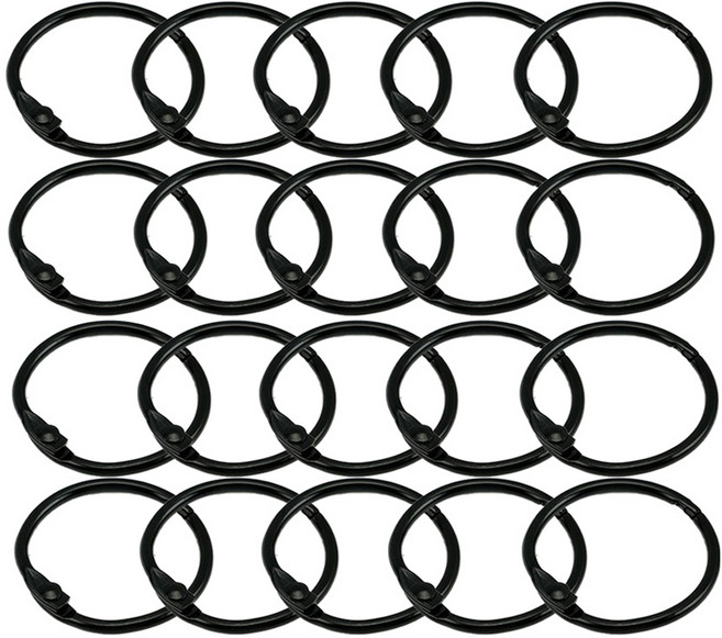카드링 철제 오링, 20개, 20mm, 블랙