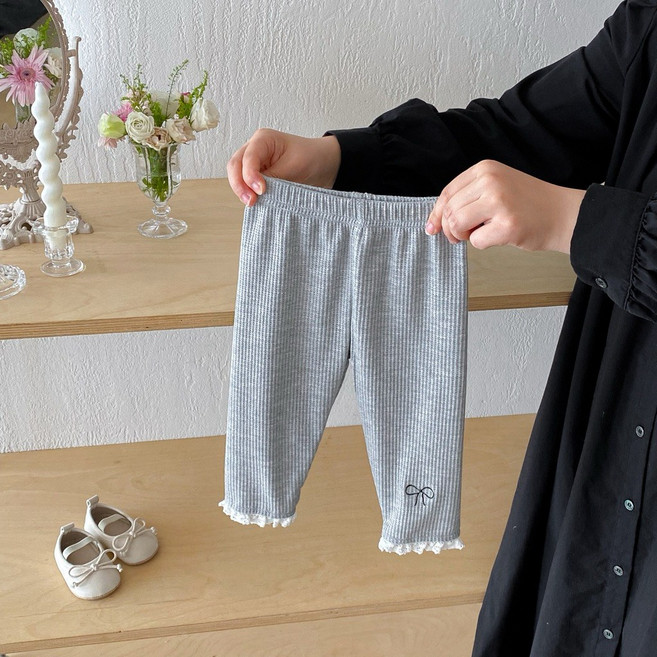 四口甜 女童嬰幼兒刺繡蝴蝶結內搭褲
