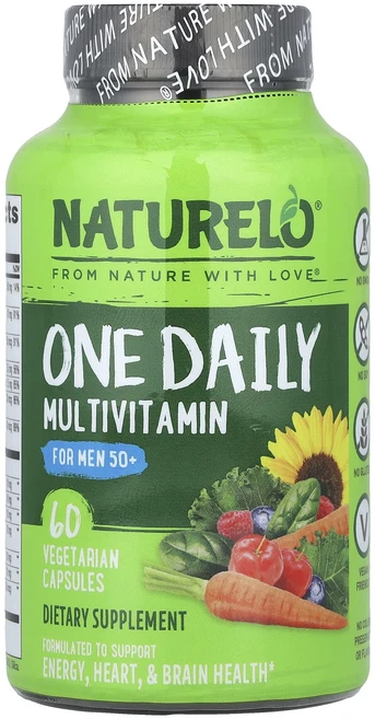 단백질 비타민 철분 마그내슘 칼슘 NATURELO 원 데일리 50세 이상 남성용 종합비타민 베지 캡슐 60정 고루고루섭취해주세요, NATURELO원데일리50세이상남성용종합비타민베지캡슐6, 1개 - 쿠팡