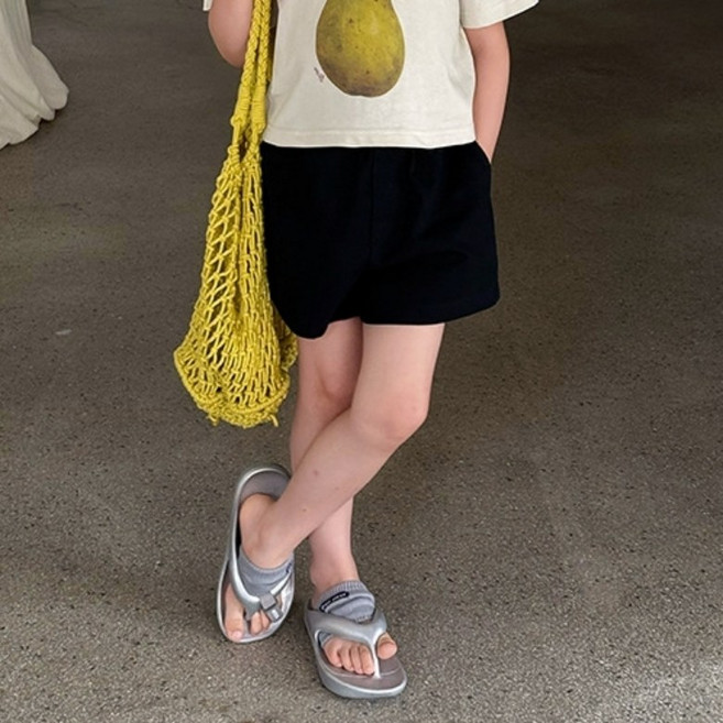 구빠방 아동 베이직 허리 밴딩 기본 무지 숏 반바지 팬츠