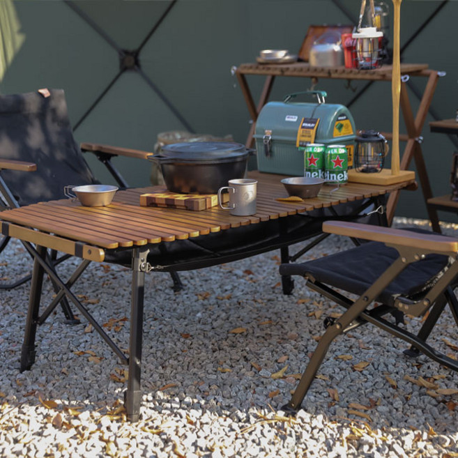 아베나키 업라이트 코모도테이블R 120 높이조절 우드 롤테이블