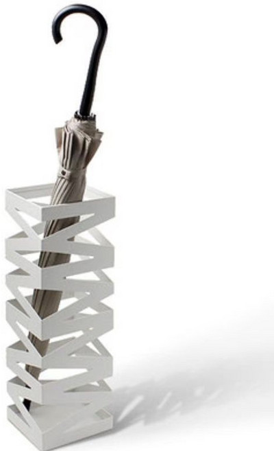 Rock 幾何造型傘架，簡約現代風格，開放式通風設計，堅固耐用防滑底座, 白色雨傘收納桶, 1個