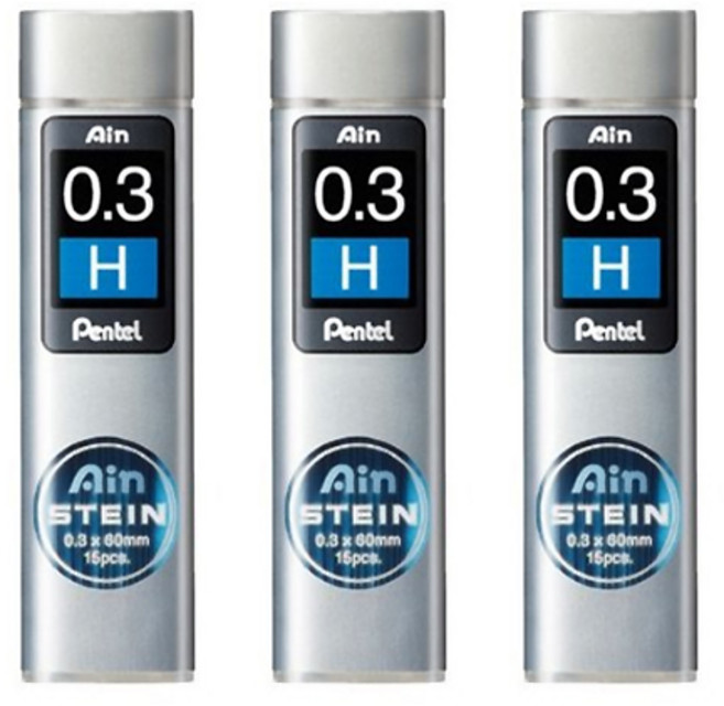 펜텔 C273-H 아인슈타인 샤프심 0.3mm, 혼합 색상, 3개