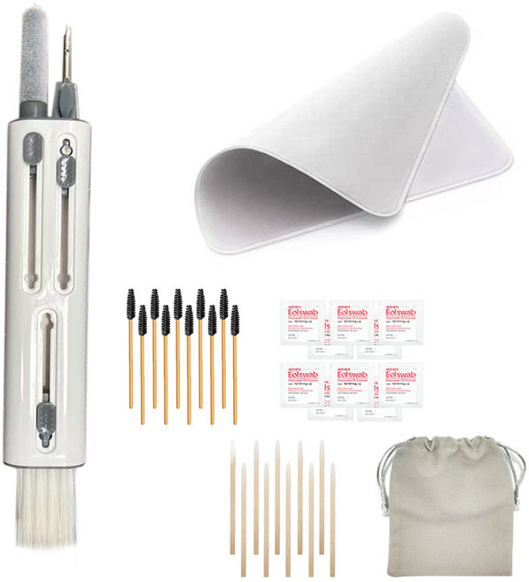 깔끔더하기 에어팟 휴대폰 맥북 액정 청소키트+광택용천 세트, 화이트, 1세트