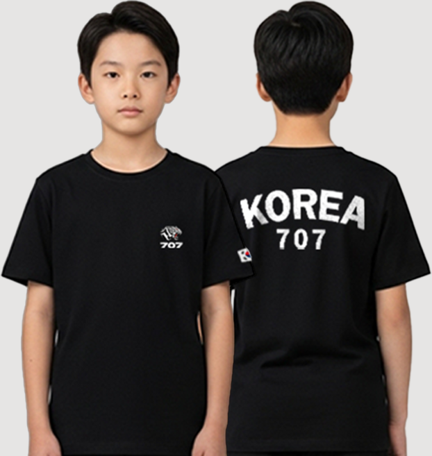 로크택티컬 1+1 키즈 국산 특수부대 ROKA KC인증 면100% 로카티 군인티셔츠