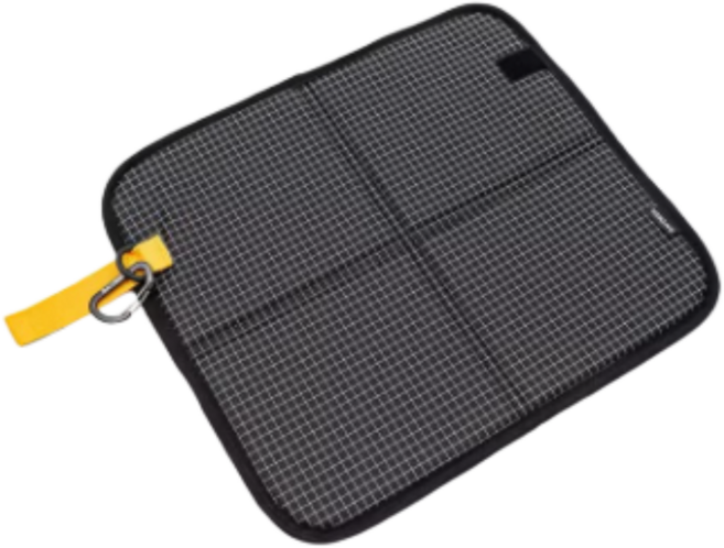 일상채움 카라비너 접이식 체크 1인용 등산 방석, 블랙