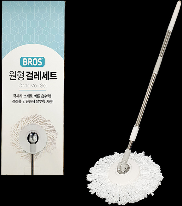 브로스 원형 걸레세트 청소 마대 밀대 물걸레 길이조절, 1개