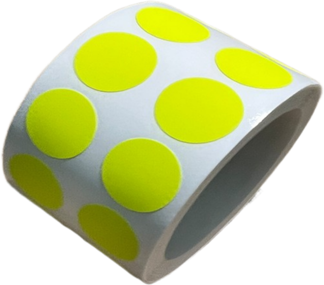 2000개입 네온 원형 스티커 1.3cm, 1세트, 옐로우(S554)2000매