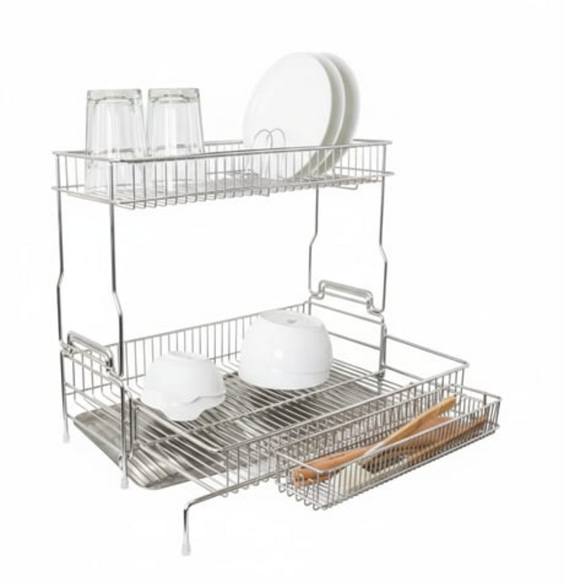 4BNK 뉴 올스텐 304 확장형 식기건조대 소, 2단, 모던실버, 1개
