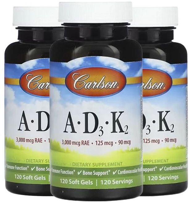 칼슨 비타민 A - D3 - K2 120소프트젤, 120정, 3팩 - 쿠팡