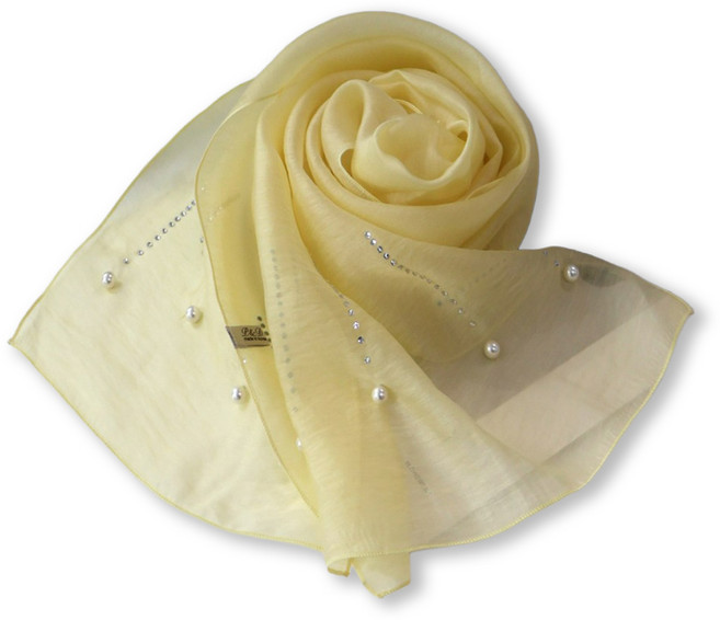 메리앤유 큐빅 진주알 디테일 실키 롱 스카프