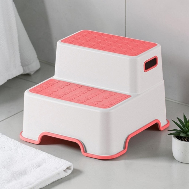 링크나루 논슬립 2단 디딤대, 핑크, 1개
