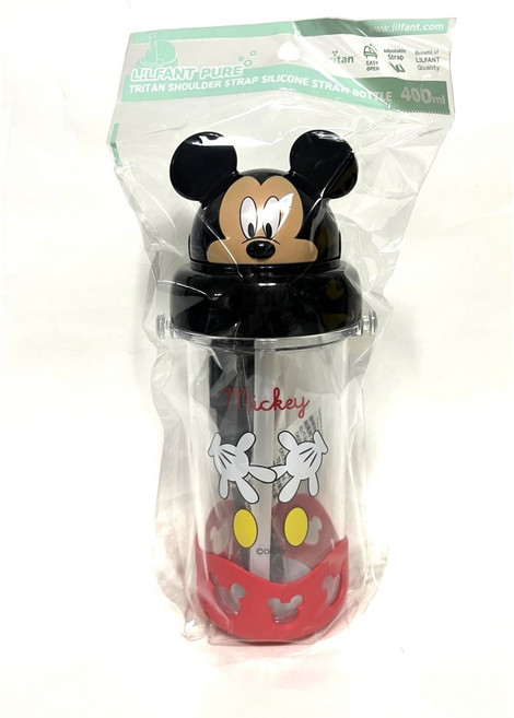 릴팡 미키 어깨끈 입체빨대물통 400ml, 1개, 투명