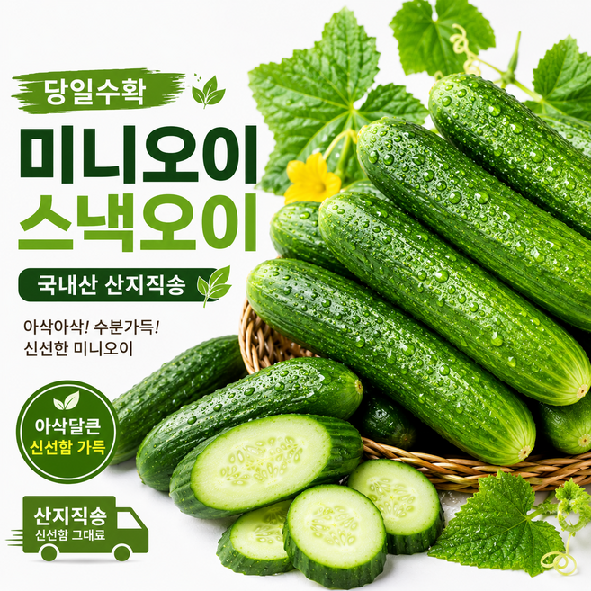[당일수확] 국내산 아삭한 스낵오이 미니오이 산지직송, 1박스, 1kg